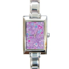  Hearts And Stars On Light Purple  Rectangle Italian Charm Watch by AnkouArts