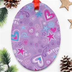  Hearts And Stars On Light Purple  Ornament (oval)