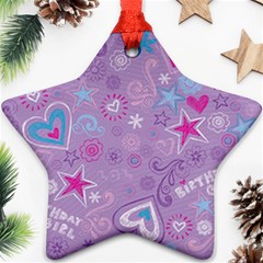  Hearts And Stars On Light Purple  Ornament (star)