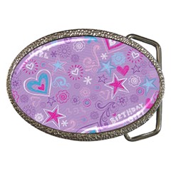  Hearts And Stars On Light Purple  Belt Buckles by AnkouArts