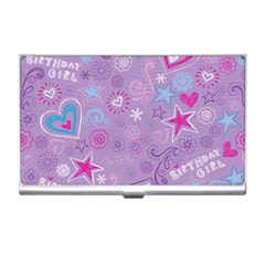  Hearts And Stars On Light Purple  Business Card Holder by AnkouArts