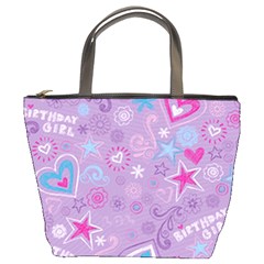  Hearts And Stars On Light Purple  Bucket Bag by AnkouArts