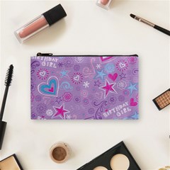  Hearts And Stars On Light Purple  Cosmetic Bag (small) by AnkouArts