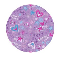  Hearts And Stars On Light Purple  Mini Round Pill Box