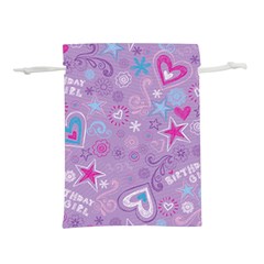  Hearts And Stars On Light Purple  Lightweight Drawstring Pouch (l) by AnkouArts