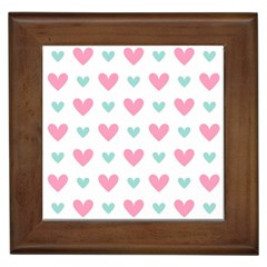 Pink Hearts One White Background Framed Tile by AnkouArts