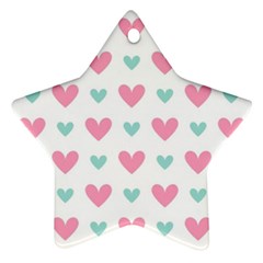 Pink Hearts One White Background Ornament (star)