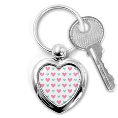 Pink Hearts One White Background Key Chain (heart)