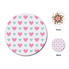 Pink Hearts One White Background Playing Cards Single Design (round)