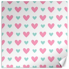 Pink Hearts One White Background Canvas 12  X 12  by AnkouArts