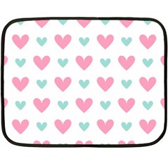 Pink Hearts One White Background Fleece Blanket (mini) by AnkouArts