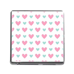 Pink Hearts One White Background Memory Card Reader (square 5 Slot) by AnkouArts