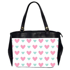 Pink Hearts One White Background Oversize Office Handbag (2 Sides) by AnkouArts