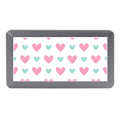 Pink Hearts One White Background Memory Card Reader (mini) by AnkouArts