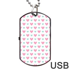 Pink Hearts One White Background Dog Tag Usb Flash (two Sides) by AnkouArts