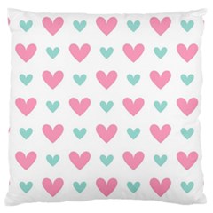 Pink Hearts One White Background Large Cushion Case (one Side) by AnkouArts