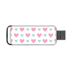 Pink Hearts One White Background Portable Usb Flash (two Sides) by AnkouArts