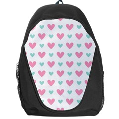 Pink Hearts One White Background Backpack Bag by AnkouArts