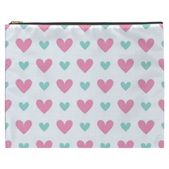 Pink Hearts One White Background Cosmetic Bag (xxxl) by AnkouArts