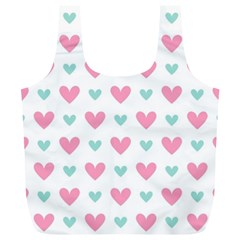 Pink Hearts One White Background Full Print Recycle Bag (xl) by AnkouArts