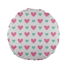 Pink Hearts One White Background Standard 15  Premium Flano Round Cushions by AnkouArts