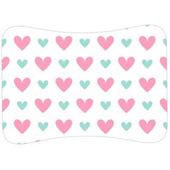 Pink Hearts One White Background Velour Seat Head Rest Cushion by AnkouArts