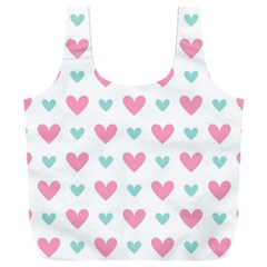 Pink Hearts One White Background Full Print Recycle Bag (xxl) by AnkouArts