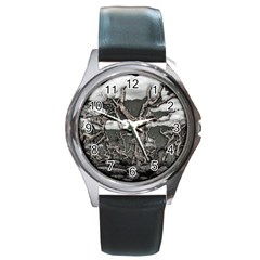 Dark Fantasy Landscape Poster Round Metal Watch