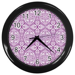 Purple Pattern Oval Wall Clock (black)