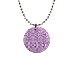 Purple Pattern Oval 1  Button Necklace by AnkouArts