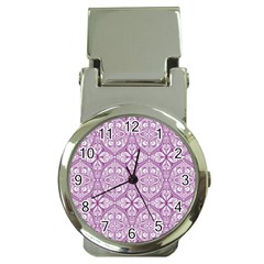 Purple Pattern Oval Money Clip Watches by AnkouArts