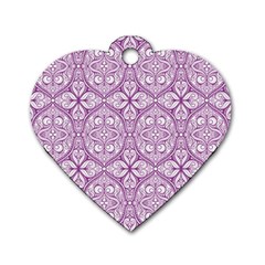 Purple Pattern Oval Dog Tag Heart (one Side) by AnkouArts