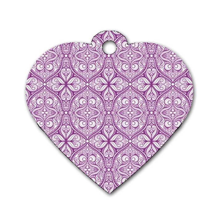 purple pattern Oval Dog Tag Heart (Two Sides)