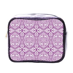 Purple Pattern Oval Mini Toiletries Bag (one Side) by AnkouArts