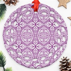 Purple Pattern Oval Round Filigree Ornament (two Sides)