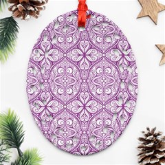 Purple Pattern Oval Oval Filigree Ornament (two Sides)