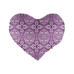 Purple Pattern Oval Standard 16  Premium Heart Shape Cushions by AnkouArts