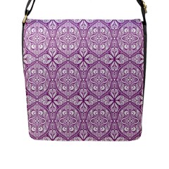 Purple Pattern Oval Flap Closure Messenger Bag (l) by AnkouArts