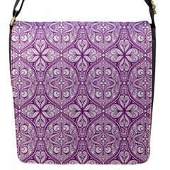 Purple Pattern Oval Flap Closure Messenger Bag (s) by AnkouArts