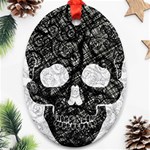 Black skull on white Ornament (Oval) Front