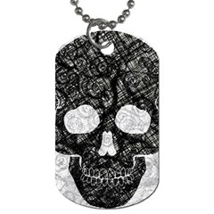 Black Skull On White Dog Tag (two Sides) by AnkouArts