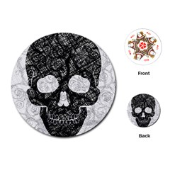 Black Skull On White Playing Cards Single Design (round)