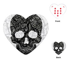 Black Skull On White Playing Cards Single Design (heart)