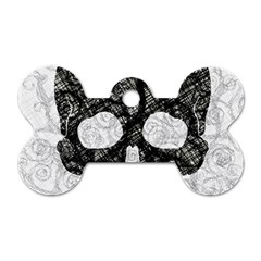 Black Skull On White Dog Tag Bone (one Side) by AnkouArts