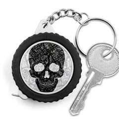 Black Skull On White Measuring Tape by AnkouArts