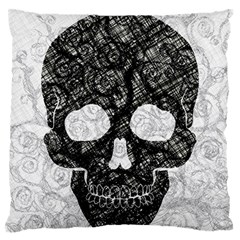 Black Skull On White Standard Flano Cushion Case (two Sides) by AnkouArts