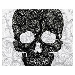 Black Skull On White Double Sided Flano Blanket (medium)  by AnkouArts