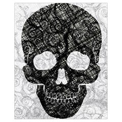 Black Skull On White Drawstring Bag (small) by AnkouArts