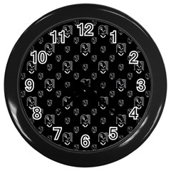 Funny Weird Monster Portrait Motif Pattern Wall Clock (black)