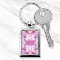 Pink Abstract Repeats Key Chain (rectangle) by kaleidomarblingart